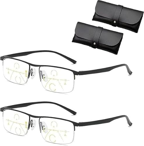Intelligente Brille,Zoom-Brille,Brillen Dioptrien Verstellbar,Lesebrille Autozoom-Brilles Für Presbyopie Für Nah Und Fern,Anti-Blaulicht-Presbyopie-Brillen Für Männer,Frauen (Black*2,+2.5)