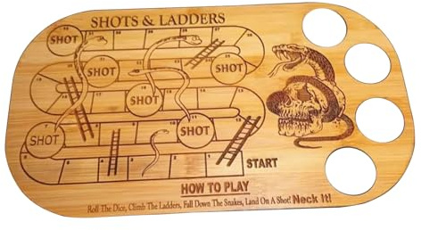 Kalttoy Shots and Ladders Wood Drinking Game Set for Party Gathering Adults Snakes and Shots Family Drinking Adult