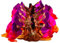 Winged Sirenny 180cm Echte Seide Fächerschleier Bauchtanz Seide Paar, Fächer mit Stoff Schleier (Goldviolett)