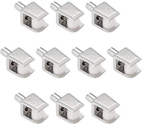 Sourcingmap Glass Shelf Brackets, 10pcs Zinc Alloy Glass Shelf Clamp Pegs Support Clip Shaft Mount for 5-8mm Thickness