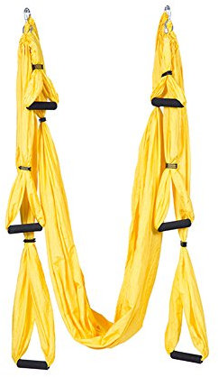 Aerial Yoga Swing Set, Swing Yoga, Yoga Hängematte Trapez Swing Trapez Yoga Kit, Flying Yoga Inversion Tool, Antigravity Decke Hanging Yoga Sling (Gelb)