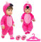 Puppenkleidungs-Einteiler für 14–18 Zoll große Puppen, 35–45 cm, Flamingo-Babypuppenkleidung und Zubehör mit Flamingo-Hut + Socke + Kleiderbügel, Kleidungsoutfits für geborene Babypuppen