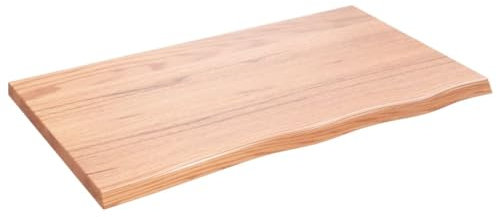 vidaXL Tischplatte, Schreibtischplatte mit Naturkante, Holztischplatte für Esstische Couchtische, Esstischplatte Couchtischplatte DIY Platte, Hellbraun Massivholz Eiche Unbehandelt