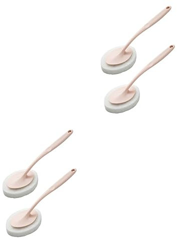 FRCOLOR 4 Stück Pinsel Radiergummi Geschirrspülmaschine -bürste Mit Griff Dusche Badewanne Schrubber Badewannenreinigungsbürste Badewannenwäscher Bodenschrubber Langen Griff Rosa Schwamm