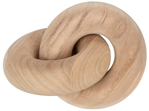 Briful Holz Knoten Skulptur, Dekorative Holzknoten Skandinavische Wohn-Dekoration aus Massivholz für Tisch, Regal und Wohnzimmer – Modernes Design Holzkette, 18x12 cm Naturholz