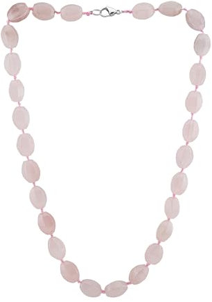Collier en Perles de Pierres Précieuses Naturelles fait Main pour Femmes - Superbe Collier Unique en Perles pour Femmes et Dames, Longueur 48cm (Quartz rose)