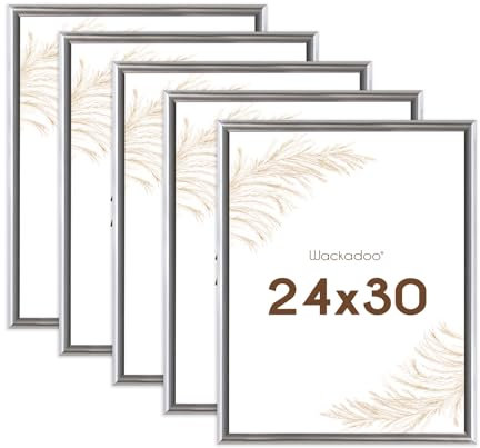 Wackadoo Bilderrahmen 24x30 Silber 5er Bilderrahmen Set Fotowand Fotorahmen mit Glasscheibe Kunststoff Picture frame
