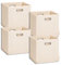 Storanda | 4er Set Aufbewahrungsbox 33x33x32.5 cm | Breite Griffe auf zwei Seiten | Stabil & Faltbar | Regalbox für Würfelregal | Ideal für Zuhause & Kinderzimmer | Natur
