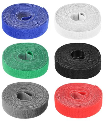 KTPCN 6 rollos de cinta de velcro para coser, 20 mm de ancho x 5 m de largo, cierre de velcro para coser, cierre de velcro para coser, cinta de gancho y velcro, cinta de velcro para textiles, ropa DIY
