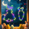 2 Stück Osterdeko Led Fenster Licht, Ostern Deko LED Lichterkette Osternhasen Fensterlichter mit Saugnapf und Timer Batteriebetrie, Osterdeko Für Draußen & Innen, Zuhause Party (C)