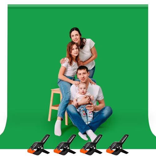 Heysily Fondo Fotografia de Pantalla Verde 3 x 3 m, Fondo de Foto de Pantalla Verde Croma para Estudio Fotografia, Streaming, Youtube y Vídeo, Fondo Plegable y Portátil con 4 Terminales
