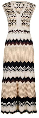 zero Damen Strickkleid mit Zickzackmuster 38, NatureBlack
