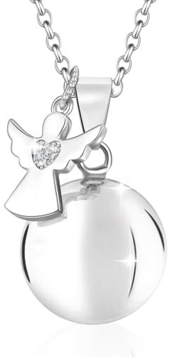Cosie Lily L'Appel Des Anges Collier De Grossesse Femme Enceinte, 110 Cm De Long En Argent Sterling 925 Avec SphéRique Pendentif, Cadeaux Pour Future MèRe, Amie, SœUr