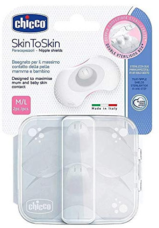 Chicco 00009034000000 Skintoskin Brustwarzenschoner, Silikon, M-L, transparent