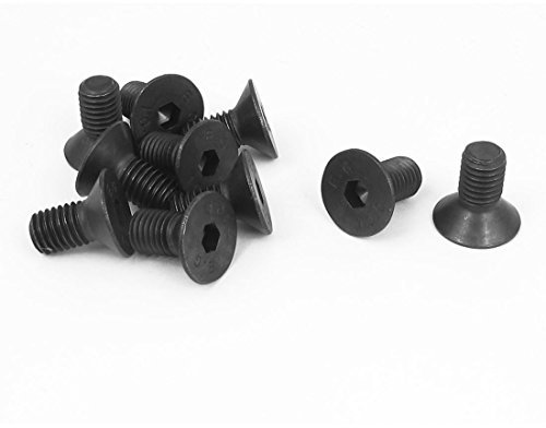 sourcing map 10pcs Vis à Tête Fraisée Plate à Six Pans Creux Vis à Douille Hexagonale Boulon M10 x 20 mm Métrique Noir