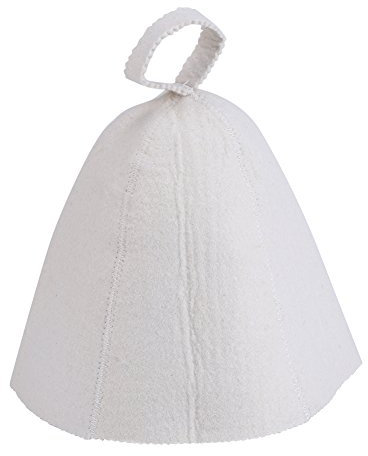 Gorro de Sauna de fieltro de lana blanca, gorro de Sauna ruso Banya con suministro de bucle colgante para baño de vapor seco y caliente