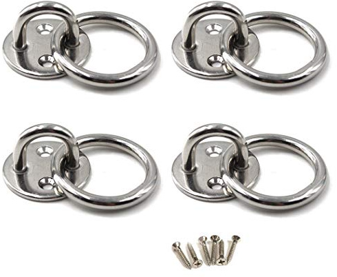 M6 Plato de gancho para techo Placa ocular 304 Acero inoxidable Gancho para montaje en pared Servicio pesado para colgar Paquete de 4 (tornillos incluidos)