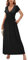 OUGES Women's Summer Casual V Neck Short Sleeve Wrap Ladies Maxi Long Dress with Pockets(Black394,XL)