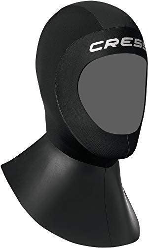 Cressi Bala Hood Man 5mm - 5mm Neopren Tauchhaube mit breitem, glattem Kragen, für Männer, Schwarz, L/5-6-7