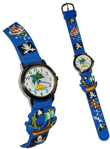 alles-meine.de GmbH Kinderuhr/Armbanduhr - Piratenschiff & Pirat - mit Silikon Armband