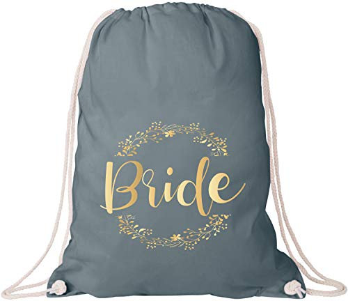 EZYshirt® Junggesellinnenabschied JGA Bride Blumenkranz Baumwoll Stoffbeutel