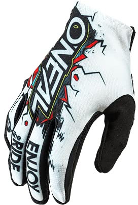 O'NEAL | Fahrrad- & Motocross-Handschuhe | Kinder | MX MTB DH FR Downhill Freeride | Langlebige, Flexible Materialien, belüftete Handoberseite | Matrix Youth Glove Villain | Weiß Multi | Größe S
