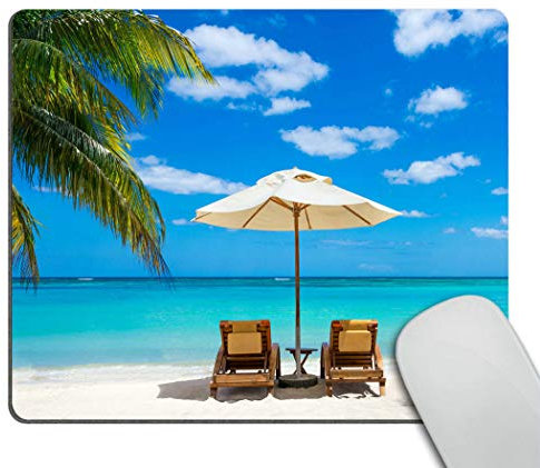 Wasach Idyllic white beach in front of the turquoise tropical sea Mouse pad Gaming Mouse pad Mousepad Nonslip Rubber Backing