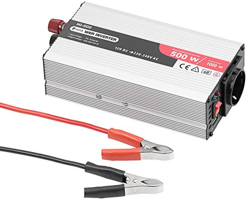revolt Stromwandler Auto: Kfz-Spannungswandler mit 500 Watt, 230 Volt, USB, Peakpower 1.000 Watt (Spannungsumwandler, Spannungswechsler, 24V)