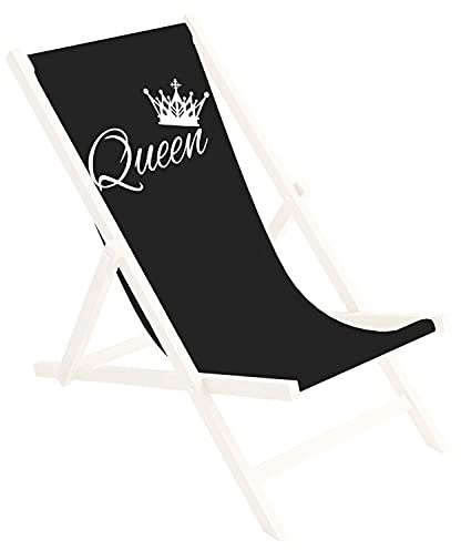 Ferocity Ersatz-Stoffbezug Wechselbarer Liegestuhl Stoffbezug 100% Polyester für Holz-Liegestuhl Klappliegestuhl Motiv Schwarz Queen [119]