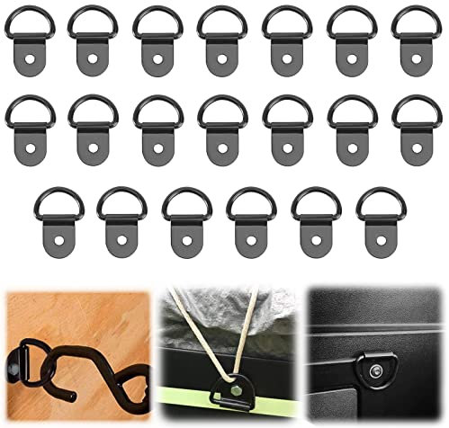Ring Klappbar Ringe Haken 20 Stück Haken Zurring Ladungssicherung D Ringe Zurring Ringe D Ring Zurröse für Ladungssicherung in Anhänger,LKW,Boot,PKWs,Kajak etc (Schwarz)