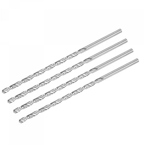 sourcing map HSS(High Speed Steel) Extra Long Twist Drill Bits, 6mm Drill Diameter 200mm Length 4 Pcs