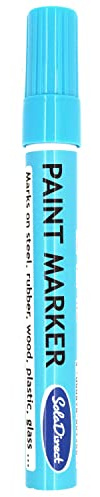 SolaDirect Light Blue Permanent Marker Pen, Bullet Tip 2.5 mm Point, Oil Based Paint, Multi-Surface, Work on Stone, Leather, Fabric, Plastic, Rubber, Glass, Cardboard