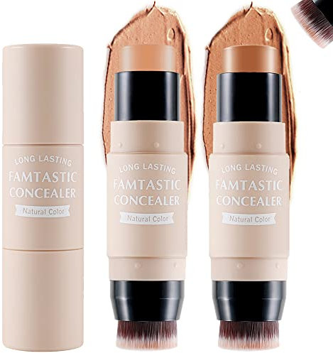 Erinde Contorno Evidenziatore Stick con Pennello -Bronzer Pen, Impermeabile Longwear Makeup (#02+#04)
