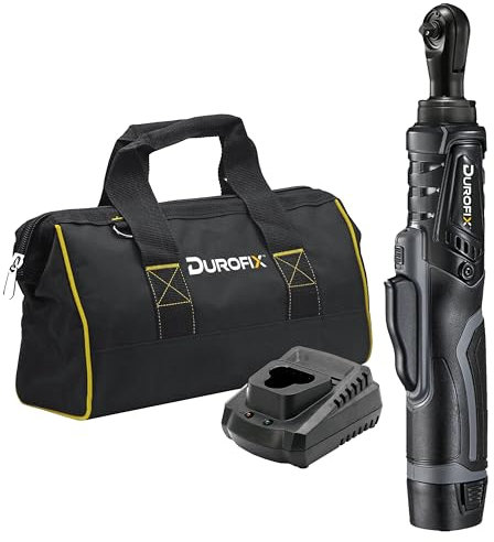 Durofix RW1210-3PG G12 Brushless Electric 3/8” Cordless Ratchet Wrench Set Power Tool Kit | Tool Set Includes 12V (10.8V) Lithium-Ion G12 Battery Pack, Plus Charger & Canvas Bag