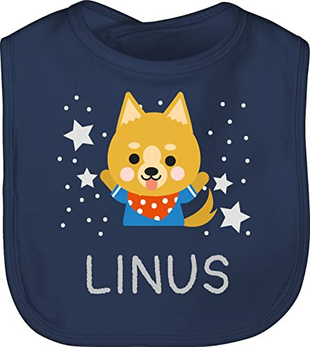Baby Lätzchen - Hunde - Bild Comic Hund lustig und Dein Name - Unisize - Navy Blau - personalisiertes hundebesitzer kinderlätze hundemotiv latz hunden babylatz hundemotiven kinderlatz hundemotive