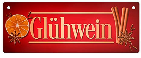 Glühwein Metallschild in rot Blechschild für den Glühweinstand Dekoration für Weihnachten Weihnachtsmarkt Weihnachtsschmuck Winter Advent