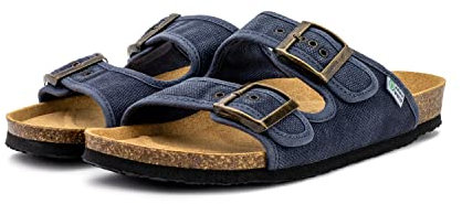 Natural World Eco - Sandalias Veganas Tintado Unisex - Algodón Orgánico - para Mujeres y Hombres a la Moda - Color Azul Marino - 7001E