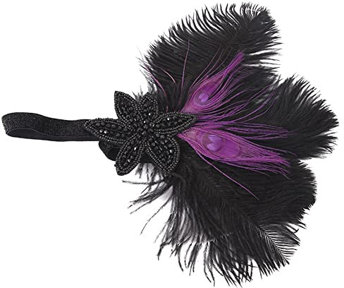 JAWSEU Damen 1920s Flapper Feder Stirnband, Kristall Kopfschmuck für Frauen, Karneval Fasching Kostüm