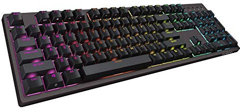 DURGOD Taurus K310 RGB Vollformat Mechanische Gaming-Tastatur - 105 Tasten - Doppelschichtige PBT - USB Typ C - ISO UK Layout (Nebula RGB, Cherry Brown)