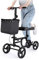 SHAWLA Rollator Walkers Knie-Scooter, geländegängig, stoßfest, faltbar, wirtschaftlich, für Fußverletzungen, Schwarz, Erwachsener