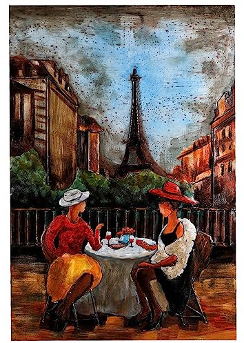 Wandbild 3D-Optik Metallbild Relief Unikat Bild Café de Paris zu zweit handmade 80x120cm