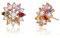VONSSY Bunte Multi Edelstein Stud Ohrringe Rose Gold Zirkonia Schneeflocke Blume Kristall Erklärung Granat Amethyst Morganit Schmuck Geschenk für Lady Girl Mom Frau