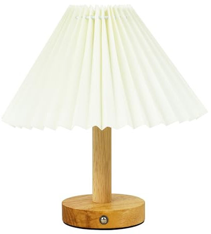 himmel Schreibtischlampe, Plissee Lampenschirm Tischlampe,Kinder Tischlampe für Schlafzimmer, Wohnzimmer, E27 Sockel Lesen neben Lampe (Beige)