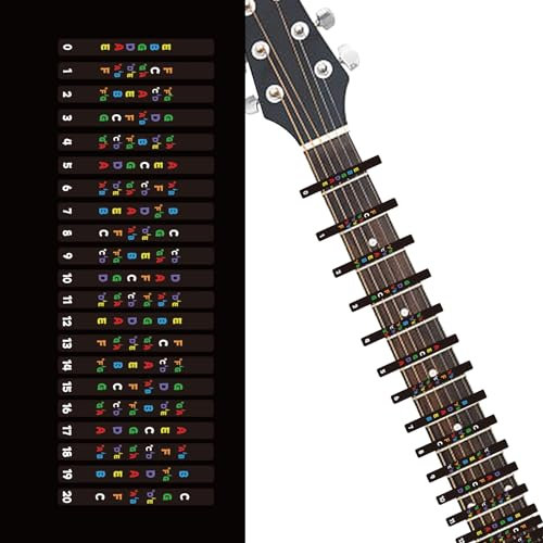 PLIGREAT Note per principianti Marcatori per tasti per chitarra Tastiera per manico per chitarra Adesivi per bassista Chitarra acustica Decor Strumento Forniture per negozio