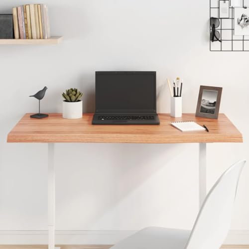 prissent Tischplatte Hellbraun 100x60x4 cm Massivholz Eiche Behandelt Holztischplatte Ersatztischplatte Rechteckiger Tischplatte Vielseitige Tischplatte für Esstische Beistelltische Bürotisch