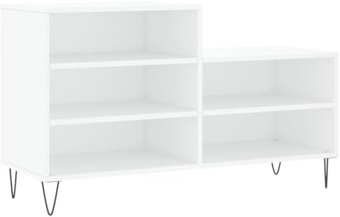 vidaXL Schuhregal, Schuhschrank mit Metallbeinen, Schuhaufbewahrung mit viel Stauraum, Flur Schrank Schuhablage Schuh Organizer, Weiß Holzwerkstoff