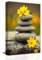 CXHOSTENT Zen Leinwandbilder Zen-Stein und gelbe Blumen Kunstdrucke Spa Bilder für spirituelle Meditation Yoga Raumdekoration Rahmen (B, 40.00 x 60.00 cms)