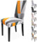 Zindoo Stuhlhussen 6er Set Groß Stretch Stuhlbezug, Modernes Muster Geometrie Orange Weiß Abnehmbarer Waschbar Stuhl Hussen für Schlafzimmer, Wohnzimmer, Esszimmerstühle