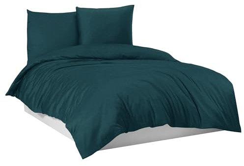 Mixibaby Flanell Feinbiber-Bettwäsche aus 100% Baumwolle - 4 Größen, Größe:200 x 200 cm, Farbe:Petrol