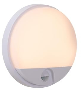 LUCIDE HUPS IR - Wandleuchte Innen/Außen - Ø 21 cm - LED - 1x10W 3000K - IP54 - Bewegung und Tag/Nacht-Sensor - Weiß
